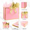 Addblu 12 Pack Large Pink Gift Bags with Handles, 12.6x10x4'' Includes 36 Tissue Papers, Bow Ribbon & Cards for Wedding, Birthday, Bridesmaid, Groomsmen, Valentine's Day, Easter (Pink and Gold, 12pcs) view 3