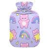 Cute Cartoon Bear Star Purple Peach Water Bottle for hot Water with Soft Cover, 2L hot Compress for Hot and Cold Therapies view 1