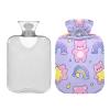 Cute Cartoon Bear Star Purple Peach Water Bottle for hot Water with Soft Cover, 2L hot Compress for Hot and Cold Therapies view 2