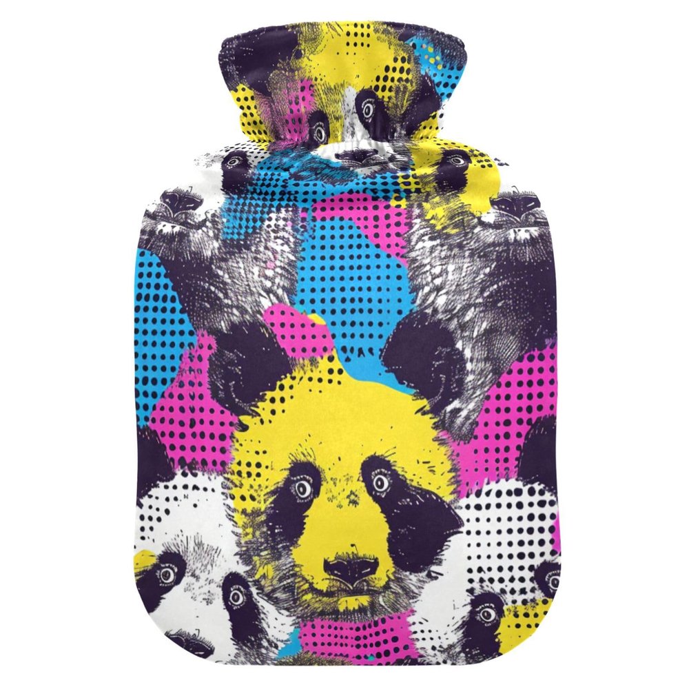 Pop Art Pandas hot Water Bottles with Soft Cover, 2L hot Water Bags for Neck Shoulder Warmer