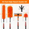 30FT High Reach Duster Cleaning Kit with 24FT Pole | 4-in-1 Tool Set with Universal Swivel Joint | High Ceiling Fan Cleaner, Microfiber Duster & Window Squeegee for Safe High-Reach Cleaning view 2
