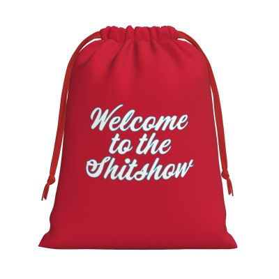 BUECDHYEI Welcome to The Shit Show Christmas Gift Bags, Santa Wrapping Bags, Xmas Presents Bag With Drawstring, Holiday Party Favors Birthday & Christmas Gift (Large Medium Small)