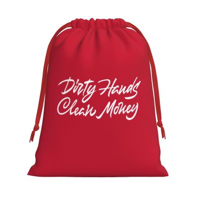 BUECDHYEI Dirty Hands Make Clean Money Christmas Gift Bags, Santa Wrapping Bags, Xmas Presents Bag With Drawstring, Holiday Party Favors Birthday & Christmas Gift (Large Medium Small)