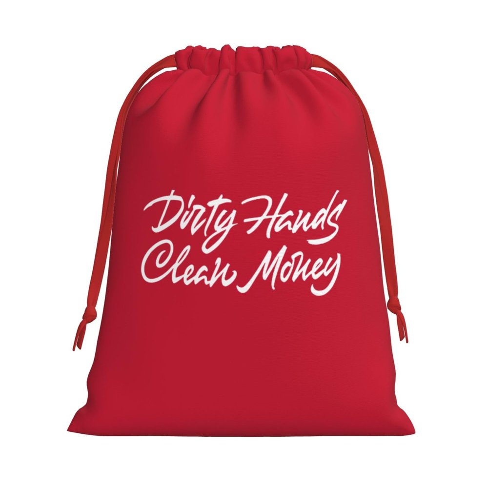 BUECDHYEI Dirty Hands Make Clean Money Christmas Gift Bags, Santa Wrapping Bags, Xmas Presents Bag With Drawstring, Holiday Party Favors Birthday & Christmas Gift (Large Medium Small)