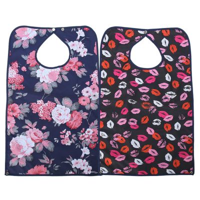 Yechiry Adult Bib, 2 Pcs Adult Double Layer Mealtime Bib, Elderly with Optional Crumb Catcher, Clothing Protector for Elderly Dining