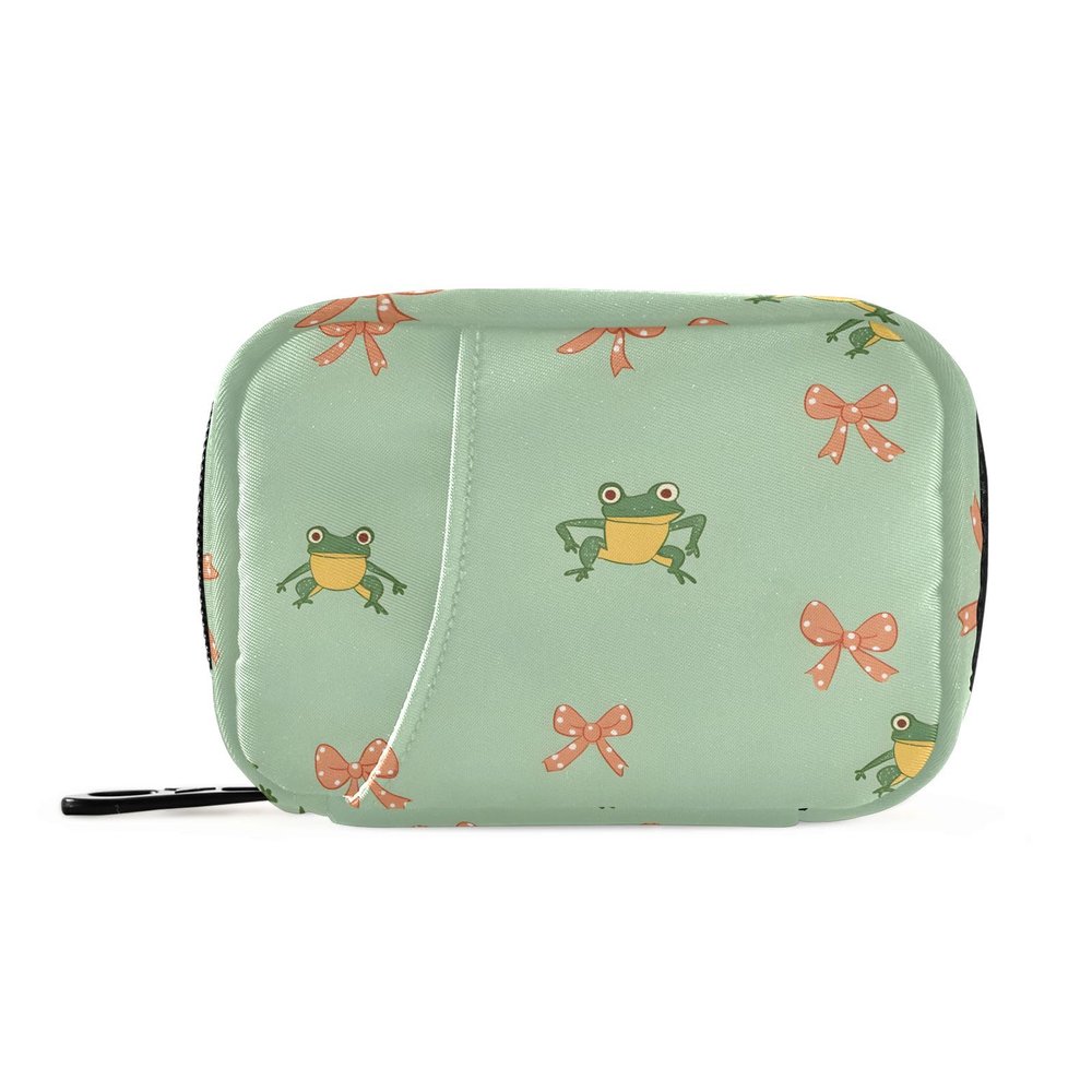 Frog Bow Green Weekly Medicine Pill Organizer Travel Pill Case Box Holder Container Small for Vitamin Supplement