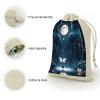 maccbn 8 Pack Natural Cotton Drawstring Bags Reusable Muslin Bag Empty Gift Bags Black Light Fantasy Forest Pouches for Tea Jewelry Sachet Wedding Party Favors Storage Holiday Gifts 5x7 Inch view 3