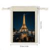maccbn 8 Pack Natural Cotton Drawstring Bags Reusable Muslin Bag Empty Gift Bags Eiffel Tower Pouches for Tea Jewelry Sachet Wedding Party Favors Storage Holiday Gifts 5x7 Inch view 2