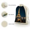 maccbn 8 Pack Natural Cotton Drawstring Bags Reusable Muslin Bag Empty Gift Bags Eiffel Tower Pouches for Tea Jewelry Sachet Wedding Party Favors Storage Holiday Gifts 5x7 Inch view 3