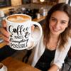 Coffe Gifts for Women, 6 Pcs Coffee Gift Basket, Includes Mug, Candle, Ceramic Coaster, Spoon, Keychain & Sock, Christmas Mother's Day Birthday Present for Coffee Lover view 4