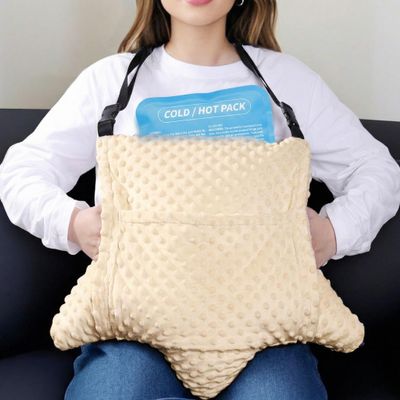 KUAZIDAR Hysterectomy Recovery Pillow with Hot/Cold Gel Pack - Post Surgery Protection for Mastectomy, C-Section & Abdominal Surgery - Adjustable Tummy Pillow for Seatbelt & Incision Support (Yellow)