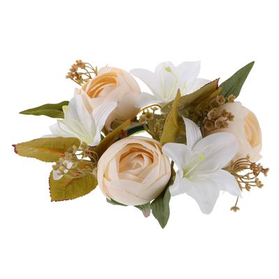 Alipis European Style Artificial Blossom Lily Candle Wreath Floral Garland for Wedding Reception Centerpieces Lightweight Dining Table Decor Multipurpose Faux Flower Ring