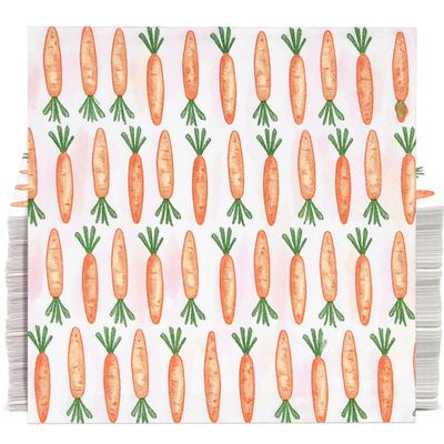 100 Pack Easter Carrot Cocktail Napkins 3-Ply Disposable Beverage Napkins with Orange Carrot Design for Spring, Easter Parties & Baby Showers