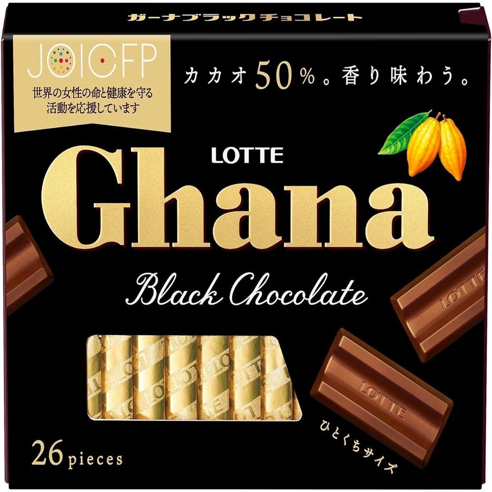 Ghana Black Excellent Black Bitter Sweet Chocolate Snacks 119g (26 pieces)(Pack of 6), MADE IN JAPAN, Limited Stock