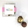 12 Pack Add Your Logo Candy Favor Cube Filled With Milk Chocolate Dubai Truffles For Gifting, Corporate Event Favors, Promotional Giveaways, Candy Buffets & More - Pink view 1