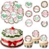 Fyeoxle 36PCS Edible Christmas Thank You Cupcake Toppers Wafer Paper Holly Jolly Candy Cupcake Toppers Thank You Cake Picks for Christmas Theme Party Baby Shower Birthday Supplies view 2