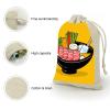 maccbn 8 Pack Natural Cotton Drawstring Bags Reusable Muslin Bag Empty Gift Bags Cartoon Hotpot Doodle Pouches for Tea Jewelry Sachet Wedding Party Favors Storage Holiday Gifts 5x7 Inch view 3