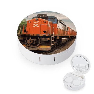 FODPAND Train Contact Lens Case with Cleaner Washer Portable Contact Lens Holder Box with Mirror Tweezers Remover Tool Solution Bottle for Daily Makeup Office