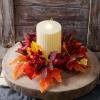 Autumn Candle Wreath Rings Faux Maple Leafs Garland, Decorative Pumpkins and Berries, Seasonal Accent | Fall Candle Decoration for Table Centerpiece, Wedding, Thanksgiving, Halloween, Dining Room view 2
