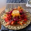 Autumn Candle Wreath Rings Faux Maple Leafs Garland, Decorative Pumpkins and Berries, Seasonal Accent | Fall Candle Decoration for Table Centerpiece, Wedding, Thanksgiving, Halloween, Dining Room view 4