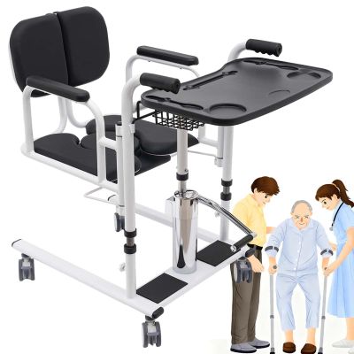 BeoyNot Hydraulic Patient Lift Transfer Chair,Hydraulic Transport Chair for Elderly with Adjustable Backrest 90-95 and Rubber Armrests for Nursing Home