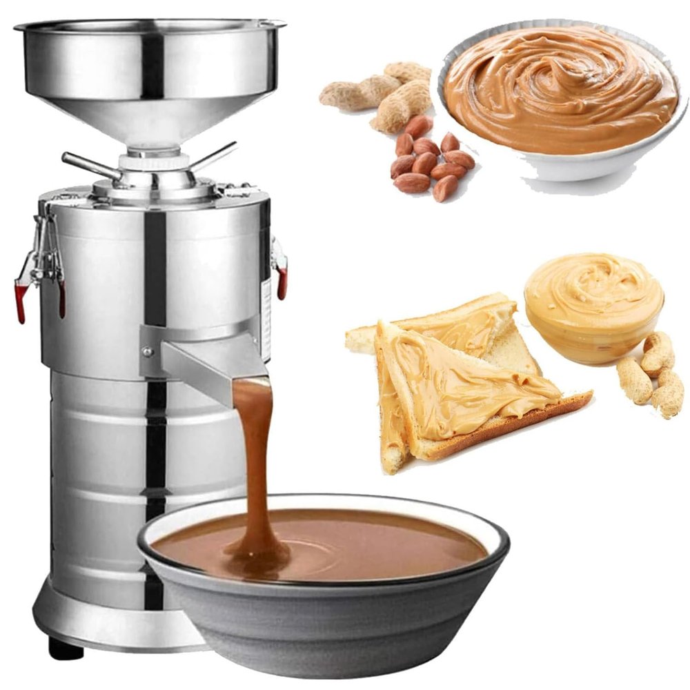 1100w Peanut Butter Maker Machine, 33lbs/H Stainless Steel Food Electric Grain Grinder Sesame Sauce Grinder Nut Butter Maker Home/Commercial For Groundnut, Almond, Cashew Nut, Sesame, 2850rpm