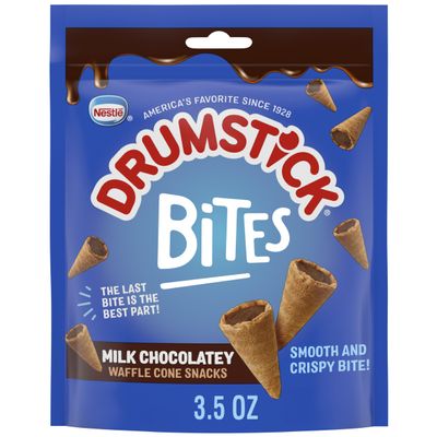 Drumstick Bites Milk Chocolatey Waffle Cone Snacks, Chocolate Dessert, Pantry Snacks 3.5 oz