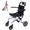 Reheyre Transport Wheelchair Lightweight Foldable, Lightweight Carbon Steel Frame with Adjustable Safety Features and 360 Rotating Wheels Weight Capacity 220lbs for Elderly & Adults (Black White) view 1