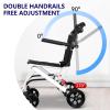 Reheyre Transport Wheelchair Lightweight Foldable, Lightweight Carbon Steel Frame with Adjustable Safety Features and 360 Rotating Wheels Weight Capacity 220lbs for Elderly & Adults (Black White) view 4