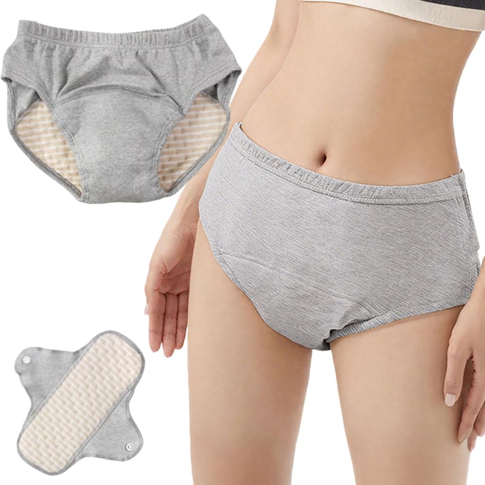 Washable Incontinence Underwear for Women, for Mild/Moderate/Severe Incontinence, High-Waisted Cotton Leak Proof Panties, Bladder Leak ProtectionGrey,XL