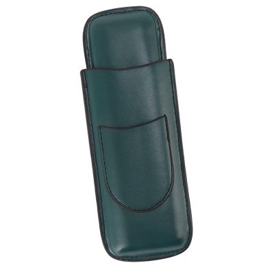 QANYEGN Leather Cigar Case, Faux Leather Cigar Humidor Case, Portable 2 Fingers Cigar Holder Accessories for Travel Party Business (Green)