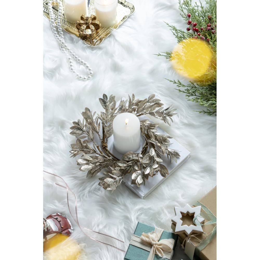 23.6 Inch Artificial Eucalyptus Wreath in Green - Realistic Faux Foliage for Home, Entryway, or Holiday Decor (Champagne + Plastic)
