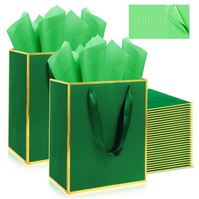 Addblu 50 Pack Luxury Gift Bags Bulk with Handles, Medium Size 9x7x3.15 Inches - Includes 50 Tissue Papers for Party Favors, Wedding, Birthday, Baby Shower, Easter & Holidays