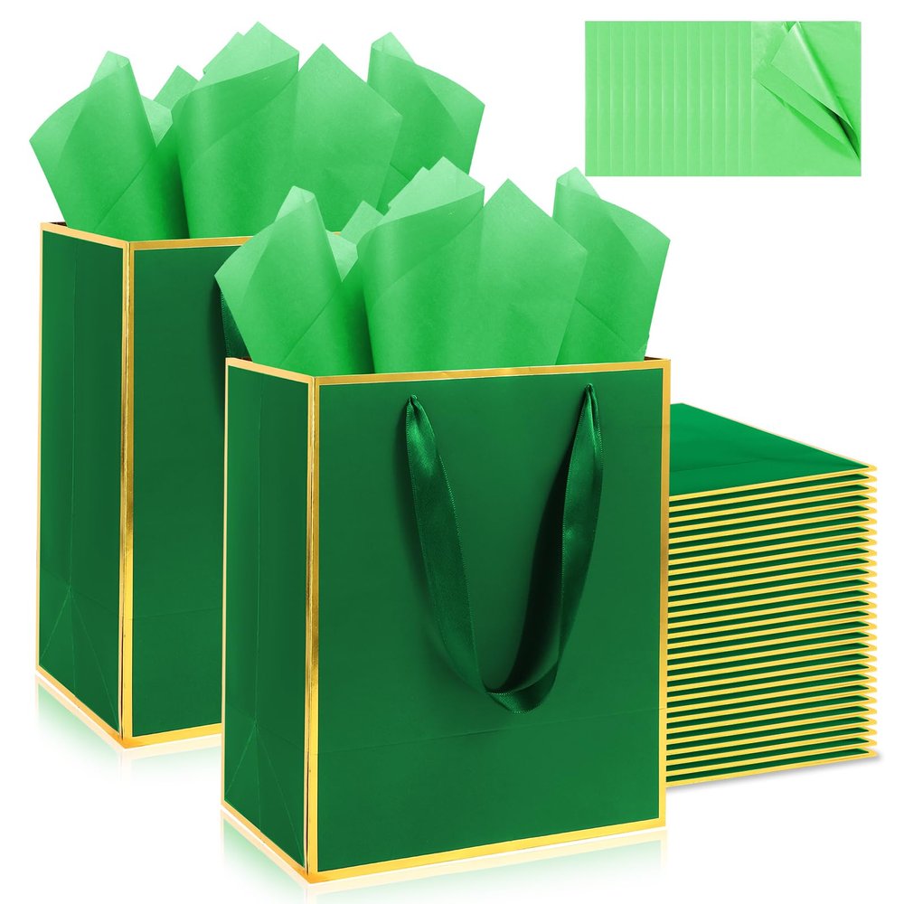 Addblu 50 Pack Luxury Gift Bags Bulk with Handles, Medium Size 9x7x3.15 Inches - Includes 50 Tissue Papers for Party Favors, Wedding, Birthday, Baby Shower, Easter & Holidays