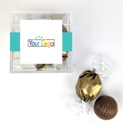 12 Pack Add Your Logo Candy Favor Cube Filled With Milk Chocolate Dubai Truffles For Gifting, Corporate Event Favors, Promotional Giveaways, Candy Buffets & More - Robins Egg Blue