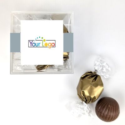 12 Pack Add Your Logo Candy Favor Cube Filled With Milk Chocolate Dubai Truffles For Gifting, Corporate Event Favors, Promotional Giveaways, Candy Buffets & More - Silver
