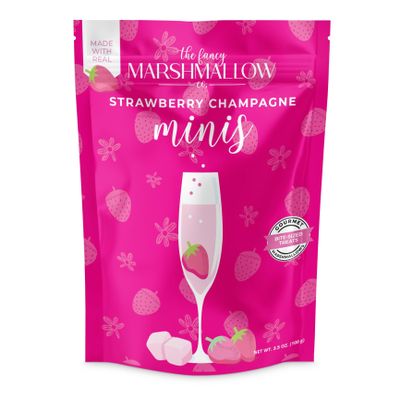 The Fancy Marshmallow Co. Bite-Sized Gourmet Marshmallows 3.5 oz resealable pouch (Strawberry Champagne)