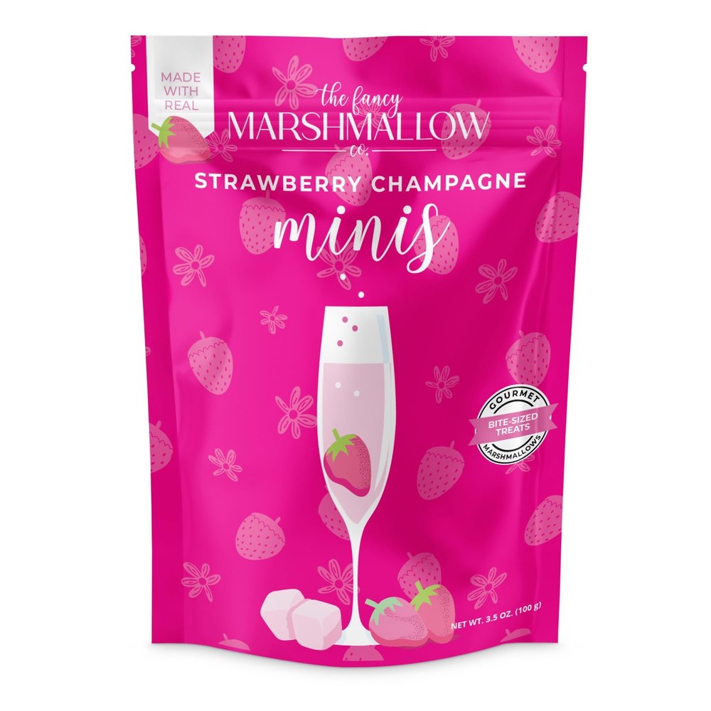 The Fancy Marshmallow Co. Bite-Sized Gourmet Marshmallows 3.5 oz resealable pouch (Strawberry Champagne)