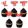 LcingTify 30 PCS Happy 15th Birthday Cupcake Toppers Straight Outta 2011 Cupcake Picks Fifteen Cheers to 15 Fabulous Cake Decorations for 15th Birthday Theme Anniversary Party Decoration Supplies Red view 1