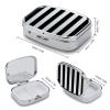 Black and White Stripes Pill Box for Pocket Square Pills Box 2 Compartment Decorative Portable Travel Pills Holder Tablet Vitamin Organizer Mini Pill Case view 2