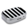 Black and White Stripes Pill Box for Pocket Square Pills Box 2 Compartment Decorative Portable Travel Pills Holder Tablet Vitamin Organizer Mini Pill Case view 3