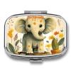Cartoon Elephant Pill Box for Pocket Square Pills Box 2 Compartment Decorative Portable Travel Pills Holder Tablet Vitamin Organizer Mini Pill Case view 1