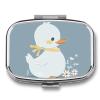 Little White Duck Pill Box for Pocket Square Pills Box 2 Compartment Decorative Portable Travel Pills Holder Tablet Vitamin Organizer Mini Pill Case view 1