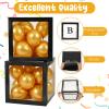 12 Pcs Transparent Balloon Boxes Clear Baby Boxes with 99 Letters for Baby Shower Gender Reveal Grad Birthday Party Bridal Wedding Christmas Anniversary Valentines Backdrop Decoration (Black) view 3