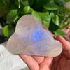 106g Moonstone Cloud Slice | Rainbow Moonstone Slab with Blue Flash | Polished Crystal Palm Stone for Intuition & Calm | Healing Desk Decor & Spiritual Gift view 2