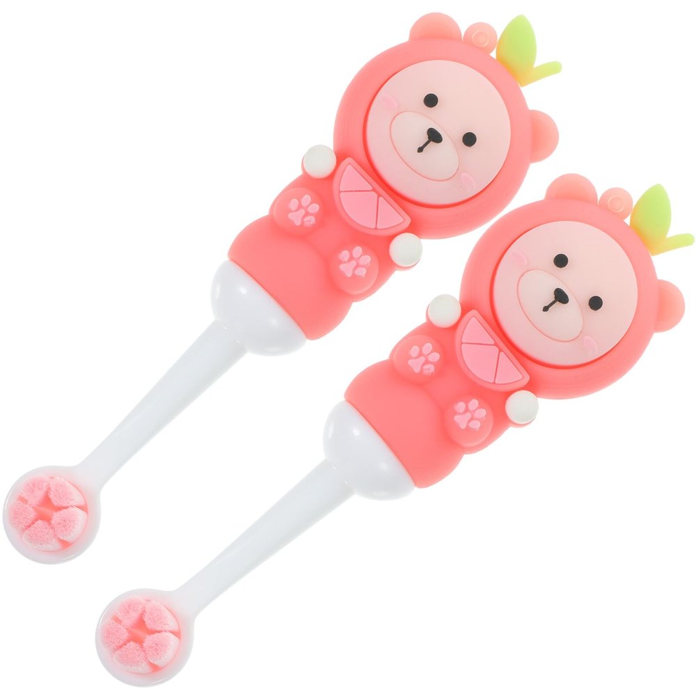 Holibanna 2pcs Soft Bristle Toothbrush for Ages Manual Cute Bear Design Gentle Rounded Head Toothbrushes for Boys and Safe Oral Care