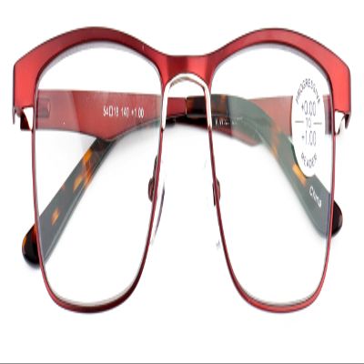 V.W.E. Men Large Metal Frame Clear Progressive Reading Glasses - Zero Power On Top - No Bubble 6035 (Maroon, 1.50, x)