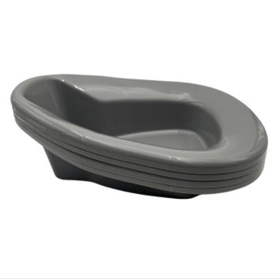 Deluxe Contoured Bedpan for Men and Women, Stackable, Portable Bed Pan for Bed-Bound Patients, Durable, Easy-to-Clean Plastic Bedpan for Hospital or Home Use (Pack of 4) (Grey)