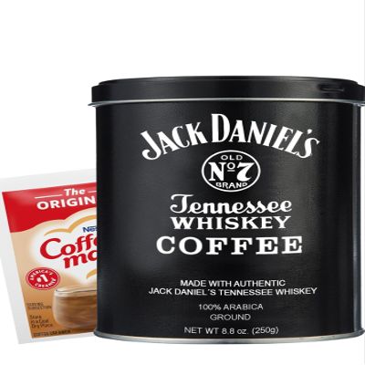 Parkway Gifting Co. Coffee Gift Set with Jack Daniels Tennessee Whiskey Ground Coffee 8.8 oz and Coffee mate Creamer Packet 3 oz Arabica Medium Roast Gift for Fathers Day, Holidays, Birthdays