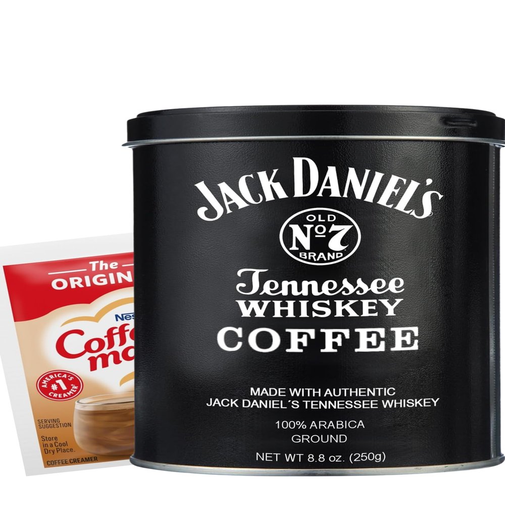 Parkway Gifting Co. Coffee Gift Set with Jack Daniels Tennessee Whiskey Ground Coffee 8.8 oz and Coffee mate Creamer Packet 3 oz Arabica Medium Roast Gift for Fathers Day, Holidays, Birthdays